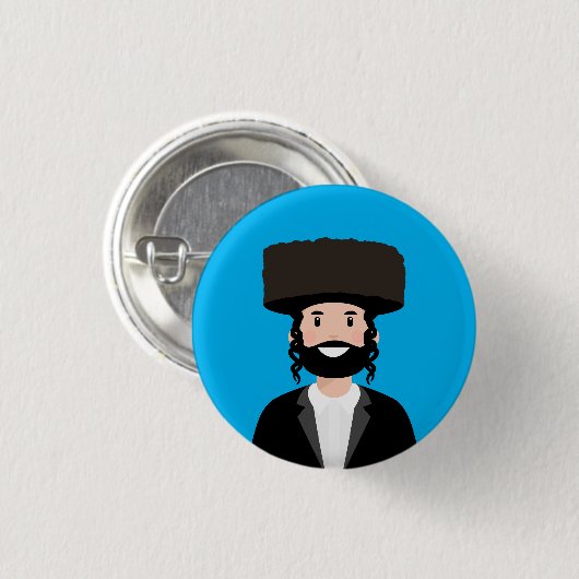 Joods Man in het pet Shtreimel Ronde Button 3,2 Cm (Voorkant /achterkant)