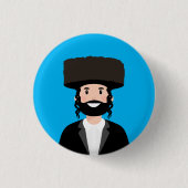 Joods Man in het pet Shtreimel Ronde Button 3,2 Cm (Voorkant)