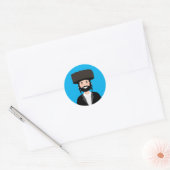 Joods Man in het pet Shtreimel Ronde Sticker (Envelop)