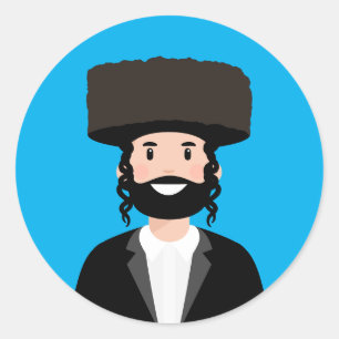 Joods Man in het pet Shtreimel Ronde Sticker