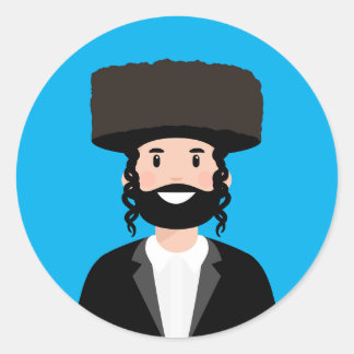Joods Man in het pet Shtreimel Ronde Sticker