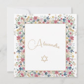 Joods Meisje Baby Naming Bloemen Religieus Kaart (Achterkant)