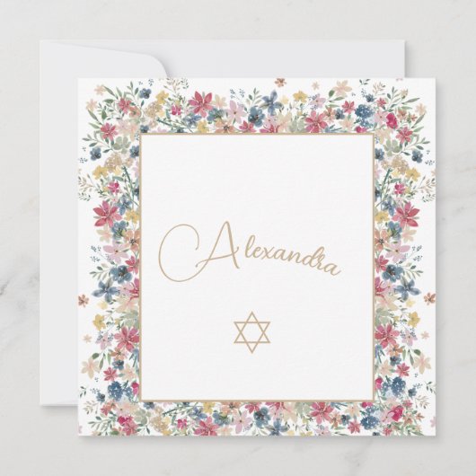 Joods Meisje Baby Naming Bloemen Religieus Kaart (Achterkant)