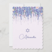 Joods Meisje Baby Naming Floral Lavendel Elegant Kaart (Achterkant)