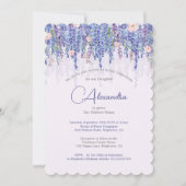 Joods Meisje Baby Naming Floral Lavendel Elegant Kaart (Voorkant)