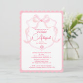 Joods Meisje Baby Naming Pink Elegant Bow Kaart (Staand voorkant)