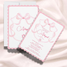Joods Meisje Baby Naming Pink Elegant Bow Kaart