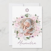 Joods Meisje Baby Naming Rozen Roze Foto Kaart (Achterkant)