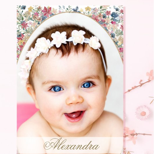 Joods Meisje Baby Naming Veld Bloem Foto Kaart