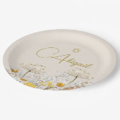 Joods Meisje Baby Naming Waterverf Veldbloemen Papieren Bordje (Gekanteld)