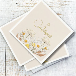Joods Meisje Baby Naming Waterverf Veldbloemen Servet