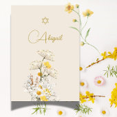 Joods Meisje Baby Naming Waterverf Wildflower Kaart