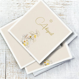 Joods Meisje Baby Naming Waterverf Wildflower Servet