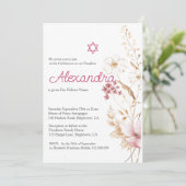 Joods Meisje Baby Naming Wildflower Star of David Kaart (Staand voorkant)