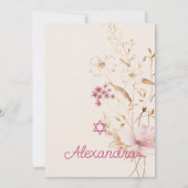 Joods Meisje Baby Naming Wildflower Star of David Kaart (Achterkant)