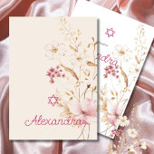 Joods Meisje Baby Naming Wildflower Star of David Kaart