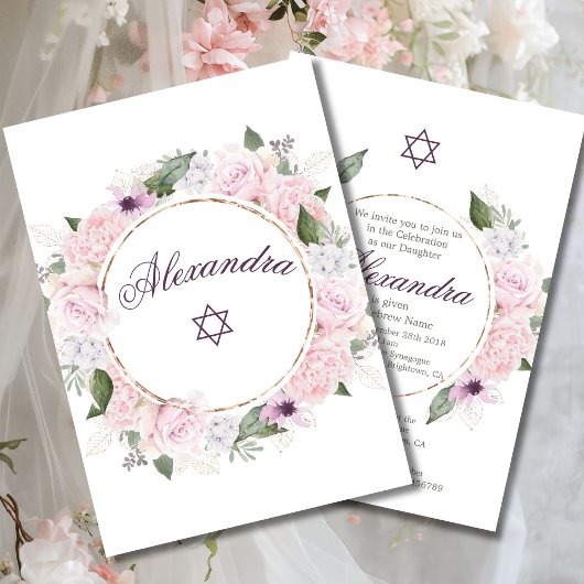 Joods meisje Baby noemt ster van David Pink Roses Kaart