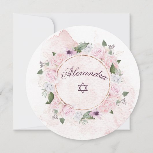 Joods meisje dat roze rozen de ster van David Squa Kaart (Achterkant)
