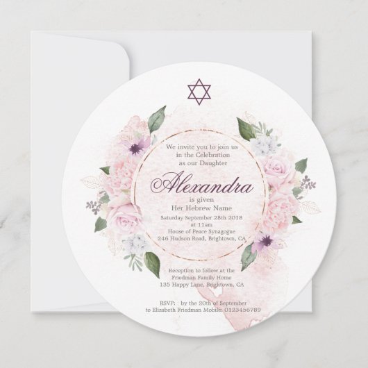 Joods meisje dat roze rozen de ster van David Squa Kaart (Voorkant)