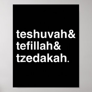 Joods Nieuwjaar Jom Kipoer Teshuvah Tefillah Tzeda Poster