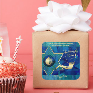 Joods nieuwjaar Rosh Hashanah Gift Vierkante Sticker