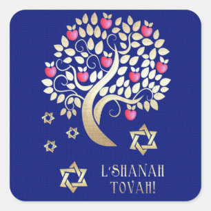 Joods nieuwjaar Rosh Hashanah Gift Vierkante Sticker
