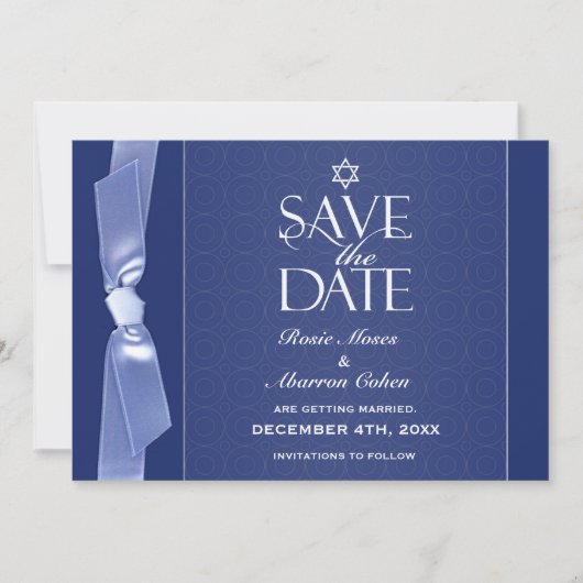 Joods sparen de Date Ribbon Flat Card Save The Date (Voorkant)