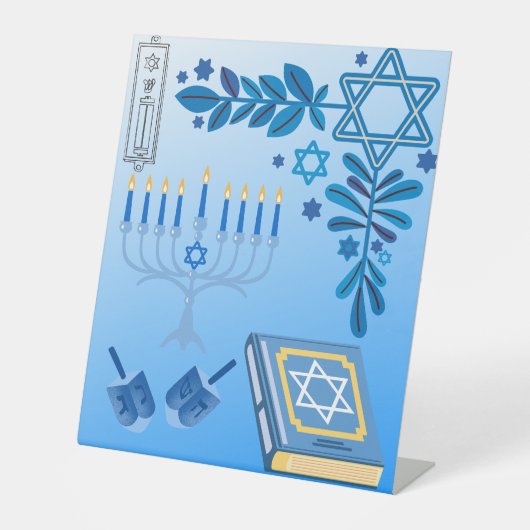 Joods tafelblad teken reclamebord met voetstuk (Voorkant)