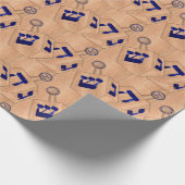 Joods-Wooden-Dreidel-Pair-Wrapping Paper Cadeaupapier (Hoek)