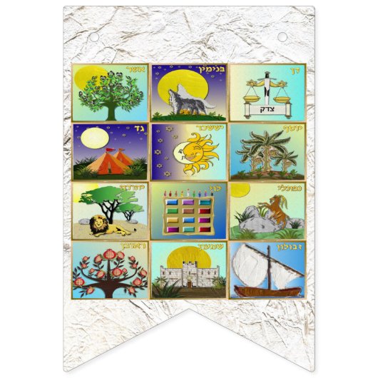 Joodse 12 stammen van Israël vlaggen met spandoek Vlaggetjes (Tweede vlag)