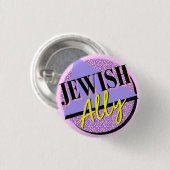 Joodse Ally Paars Gellow 90 Memphis Style Ronde Button 3,2 Cm (Voorkant /achterkant)