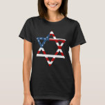 joodse Amerikanen starten David met onze vlag T-shirt<br><div class="desc">Joodse Amerikanen Ster David Met ons vlag Hanukkah Gift Shirt</div>