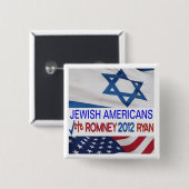 Joodse Amerikanen voor Romney Ryan 2012 Button (Voorkant /achterkant)