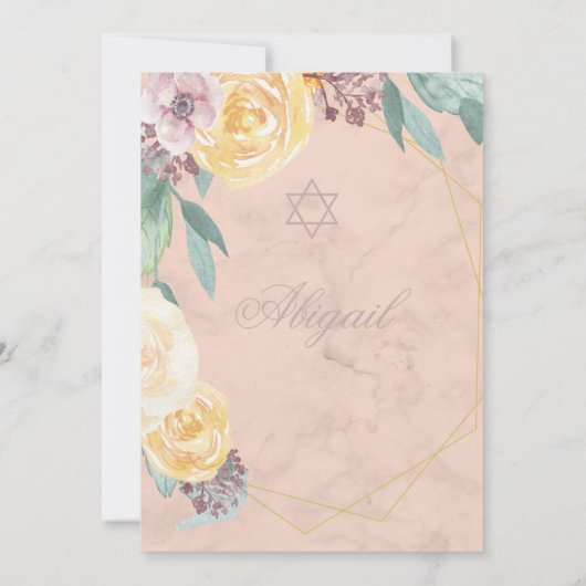 Joodse Baby die Geometrische Floral heet Elegant R Kaart (Achterkant)