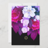 Joodse Baby Naming Floral Paars Black Gold Kaart (Achterkant)