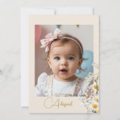 Joodse Baby Naming Foto Waterverf Wildflower Kaart (Achterkant)