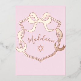 Joodse Baby Naming Roze Lint Elegante Folie Folie Uitnodiging