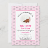 Joodse Baby Naming | Simchat-knuppel | Foto | roze Kaart (Voorkant)