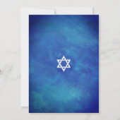 Joodse Bar Mitzvah Blue Waterverf Uitnodiging (Achterkant)