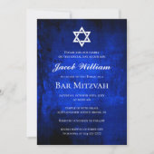 Joodse Bar Mitzvah Blue Waterverf Uitnodiging (Voorkant)