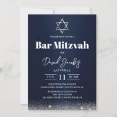Joodse Bar Mitzvah Ster van David Modern Navyblauw Kaart (Voorkant)