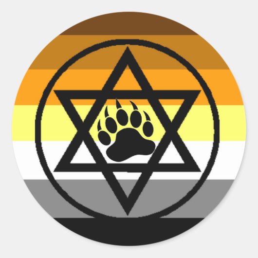 Joodse Beer Pride Flag Ronde Sticker (Voorkant)
