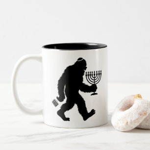 Joodse Bigfoot Hanukkah Chanukah Humor Hilarisch  Tweekleurige Koffiemok