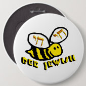 Joodse bij ronde button 6,0 cm (Voorkant /achterkant)