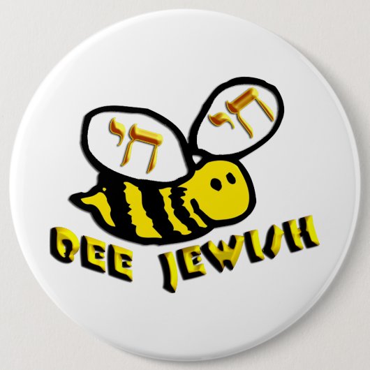 Joodse bij ronde button 6,0 cm (Voorkant)
