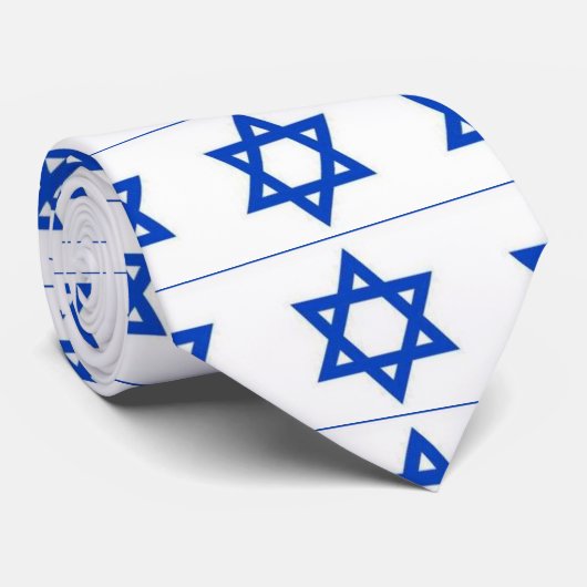 joodse blauwe ster op wit stropdas (Opgerold)