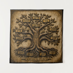Joodse Boom des Levens Hebreeuwse Zegeningen Wandkleed