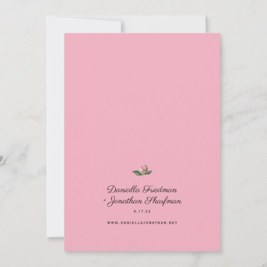 Joodse bruiloft Elegant Waterverf Floral Uitnodigi Kaart (Achterkant)