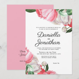 Joodse bruiloft Elegant Waterverf Floral Uitnodigi Kaart