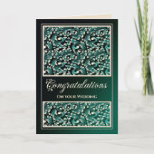 Joodse bruiloft Gefeliciteerd Damask Green Card Bedankkaart (Voorkant)